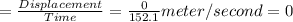 =\frac{Displacement}{Time}=\frac{0}{152.1}meter/second= 0