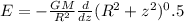 E = -\frac{GM}{R^2}\frac{d}{dz}(R^2+z^2)^0.5