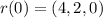 r(0)=(4 , 2 , 0)