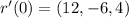 r'(0)=(12 , -6 , 4)