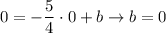 0=-\dfrac{5}{4}\cdot0+b\to b=0