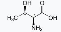 Select the chiral center(s) in threonine by clicking on the atom(s). (clicking on an atom will turn