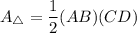 A_\triangle=\dfrac{1}{2}(AB)(CD)