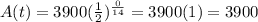 A(t)=3900(\frac{1}{2} )^{\frac{0}{14} }=3900(1)=3900