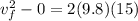 v_f^2 - 0 = 2(9.8)(15)