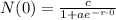 N(0)=\frac{c}{1+ae^{-r \cdot 0}}