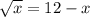 \sqrt{x} =12-x