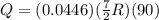 Q = (0.0446)(\frac{7}{2}R)(90)