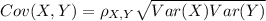 Cov(X,Y)=\rho_{X,Y}\sqrt{Var(X)Var(Y)}