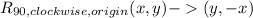 R_{90, clockwise, origin}(x,y) - (y,-x)