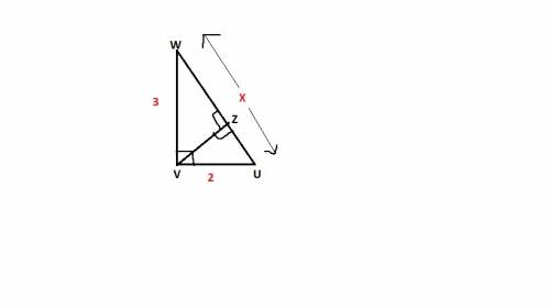 The figure shows three right triangles. triangles uvw, uzv, and vzw are similar.  theorem:  if two t