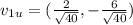 v_{1u} = (\frac{2}{\sqrt{40}}, -\frac{6}{\sqrt{40}})