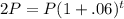 2P=P(1+.06)^{t}