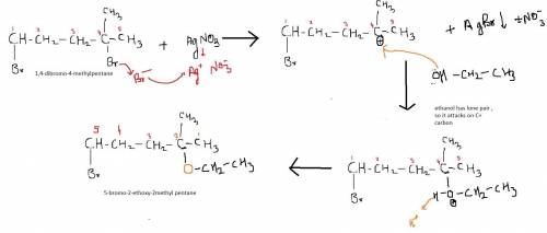 What would be the major product if 1,4-dibromo-4-methylpentane was allowed to react with:  a.one equ