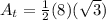 A_{t}=\frac{1}{2}(8)(\sqrt{3})