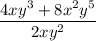 \dfrac{4xy^{3} + 8x^{2}y^{5}}{2xy^2}