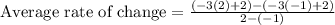 \text{Average rate of change}=\frac{(-3(2)+2)-(-3(-1)+2)}{2-(-1)}