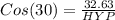 Cos( 30) = \frac{32.63}{HYP}
