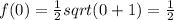 f(0)=\frac{1}{2}sqrt(0+1) = \frac{1}{2}