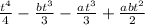 \frac{t^4}{4}- \frac{bt^3}{3}- \frac{at^3}{3}+ \frac{abt^2}{2}