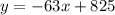 y = -63x + 825