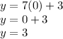 y = 7 (0) +3\\y = 0 + 3\\y = 3