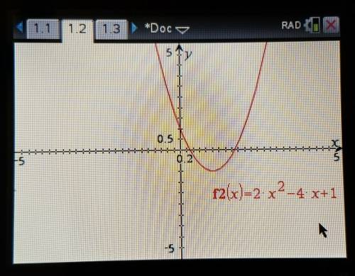 Which equation is represented by the graph? a. y=-2x^2 + 4x + 1b. y = 2x^2 - 4x + 1c. [tex]y = - \fr