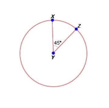 If the angle zyx measures 45 degrees ,then arc xy measures 45 degrees. true or false ? !