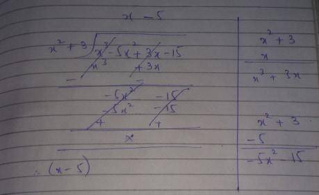 The area of a rectangle is (x - 5x² + 3x - 15), and the width of the rectangle is (x2 + 3). if area
