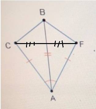 Which rigid transformation would map abc to abf?   a) a rotation about point a b) a reflection acros