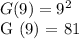 G (9) = 9 ^ 2&#10;&#10;G (9) = 81