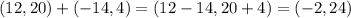 (12, 20)+(-14, 4)=(12-14, 20+4)=(-2, 24)