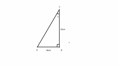 In this triangle, what is the value of x?  enter your answer, rounded to the nearest tenth, in the b
