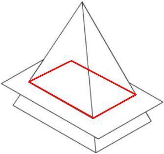 Asap. brainliest--a rectangular pyramid is sliced parallel to its base as shown in the figure.what i