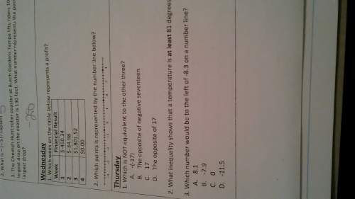 Ineed with all of wednesday and thursday i'm giving 20 points if your sure your answers are correct