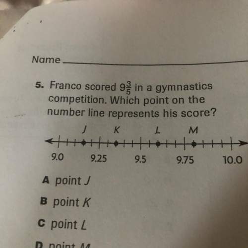 Franco scored 9 3/5 in a gymnastics cam petition. which point on the number line represents his scor