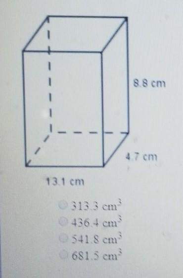 What is the volume of the given prism? round the answer to the nearest tenth of a centimeter. the f