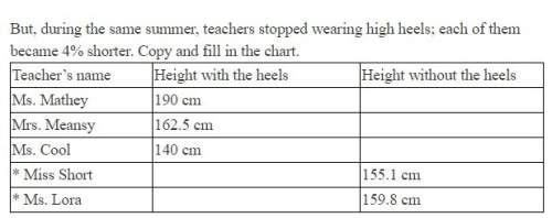 But, during the same summer, teachers stopped wearing high heels; each of them became 4% shorter. c