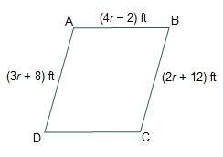 Aplot of land is in the shape of a parallelogram with the dimensions shown. how many fee