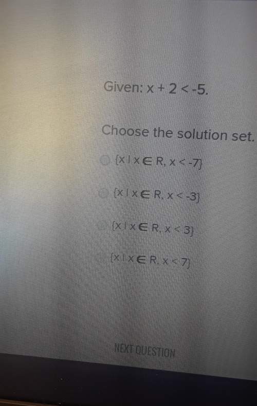 Given x+2&lt; -5 choose the solution set.
