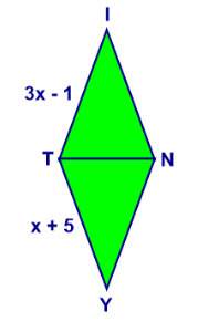 Quadrilateral tiny is a rhombus. find the length of in. !