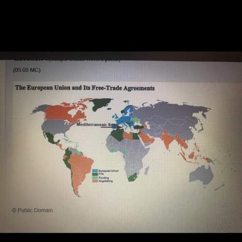 Look at the map showing the european union (eu) and its free-trade agreement (fta) countries. which