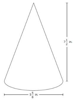 Acone and its dimensions are shown in the diagram. what is the volume of the cone in cubic inches?
