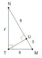 What is the value of y? (confused, geometry) a. 3√3 b.6√3 c.9√3