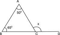 In the figure shown, what is the measure of angle x?  115 degrees 130 degree