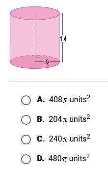 Which of the following is the surface area of the right cylinder below?