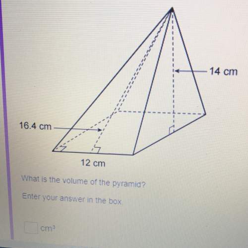 The base of the pyramid is a square. what is the volume of the pyramid. enter your answer in the box