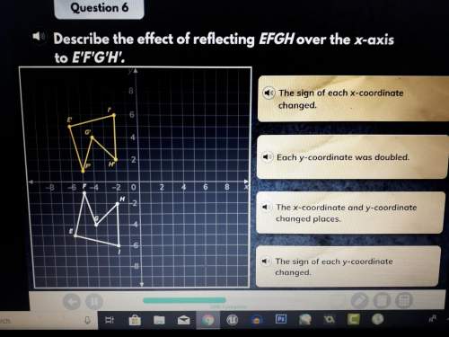 Describe the effect of reflecting efgh over the x-axis to e'f'g'h'.