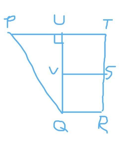 The diagram shows a trapezium , pqrstuv that formed from the combination of two similar rectangles a