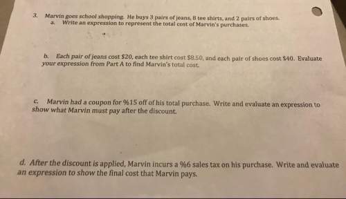 Marvin goes school shopping. he buys 3 pairs of jeans, 8 tee shirts, and 2 pairs of shoes.